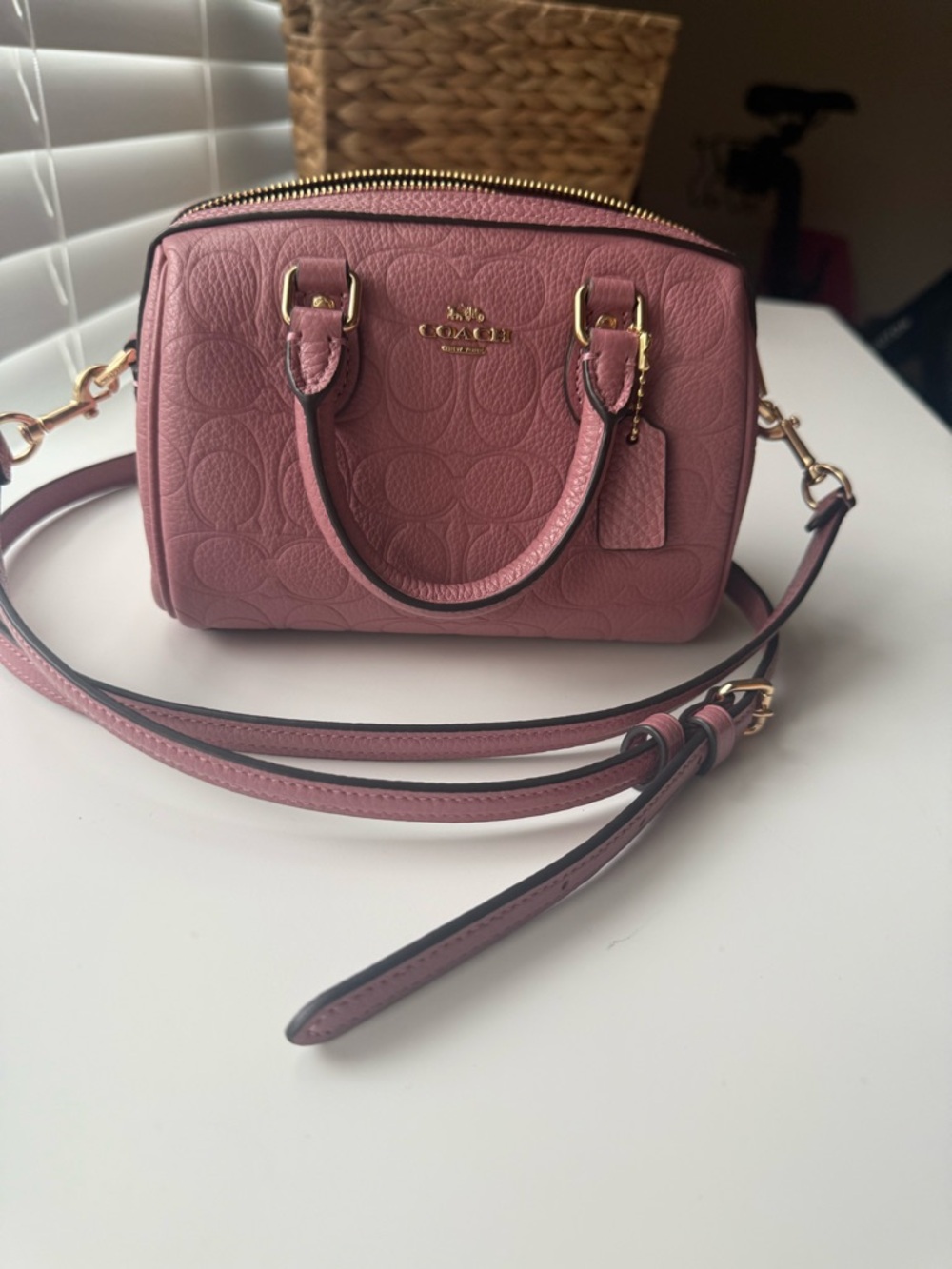 Coach Rose Pink Mini Crossbody Satchel with Gold Hardware